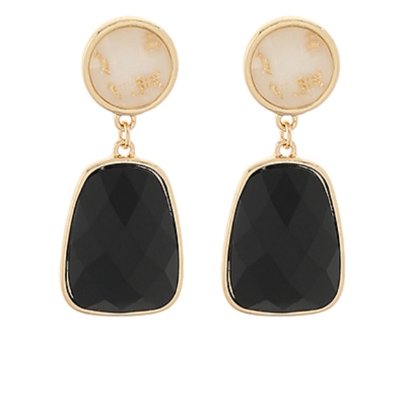 Disk & Trapezoid Stone Drop Earrings - Picture 3 of 3